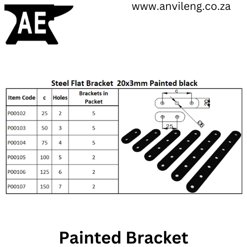 Painted Flat 3mm Bracket Technical Information