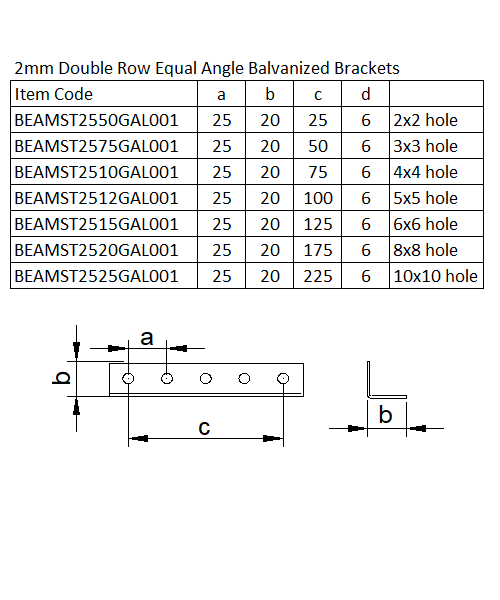 Double Row Equal Angle Galvanized Table