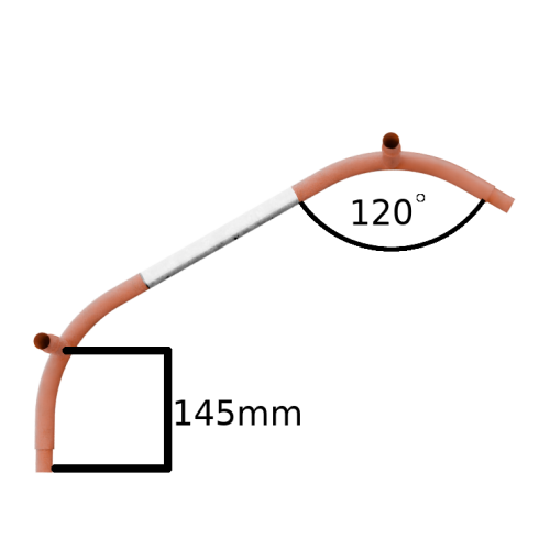 RIBBY 120 tee elbow bend Front