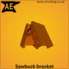 Anvil Hybrid Sawbuck steel brackets assembled with standard timber holding a table top