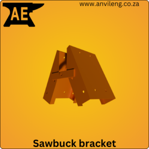 Anvil Hybrid Sawbuck steel brackets assembled with standard timber holding a table top